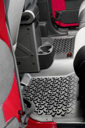 Jeep Wrangler Unlimited Floor Liners - Front + Rear + Cargo - Rugged Ridge - All Terrain - Black - `11-`18